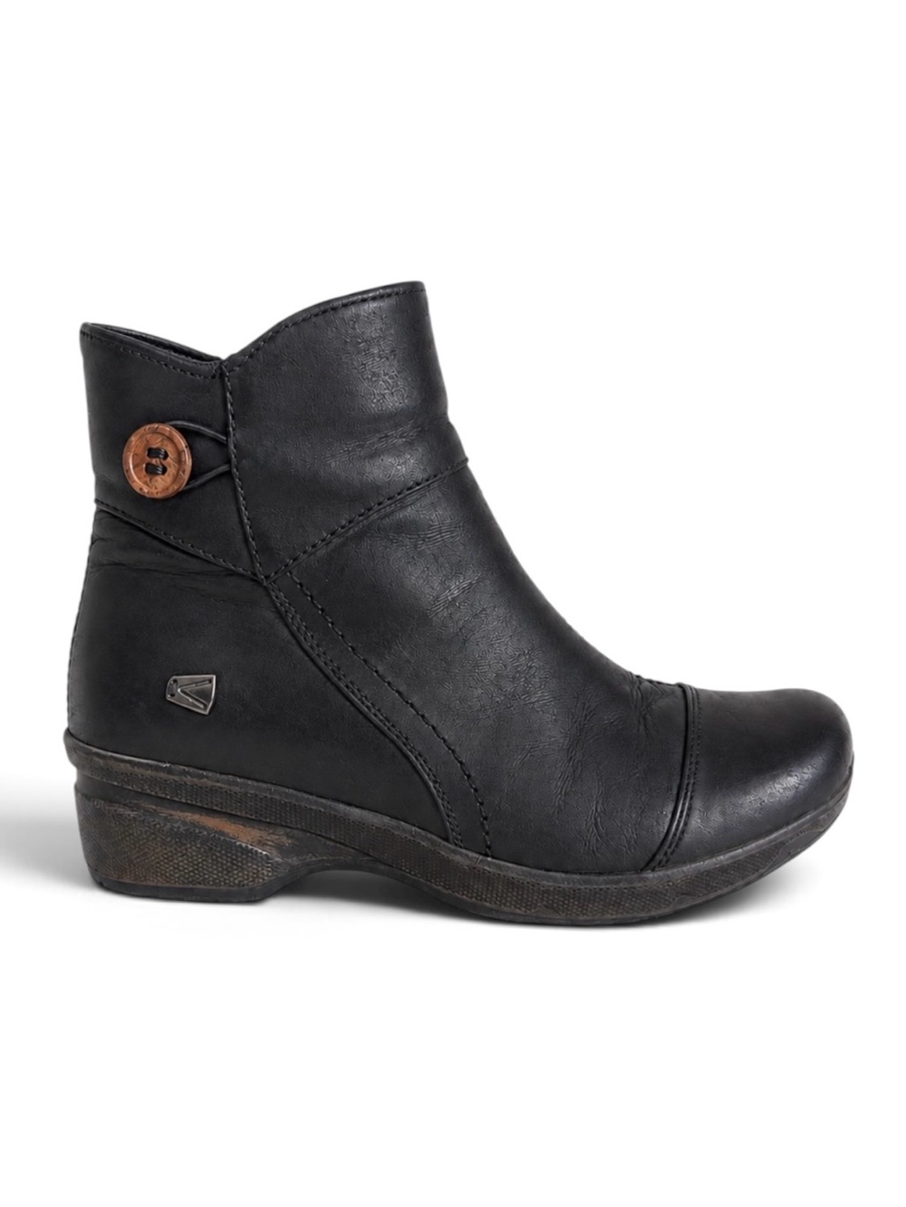 KEEN Mora Button Ankle Boots Black Leather Comfort Booties Travel Shoes Size 7.5